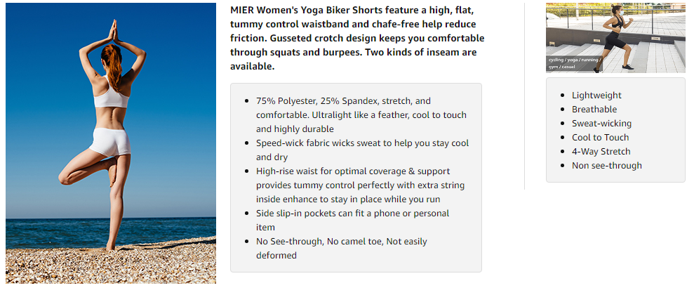 MIER Women's High Waist Yoga Stretch Shorts, 8 Inch