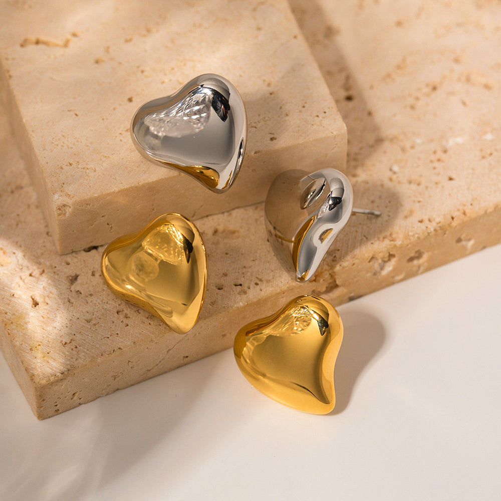 Gold Irregular Heart Earrings