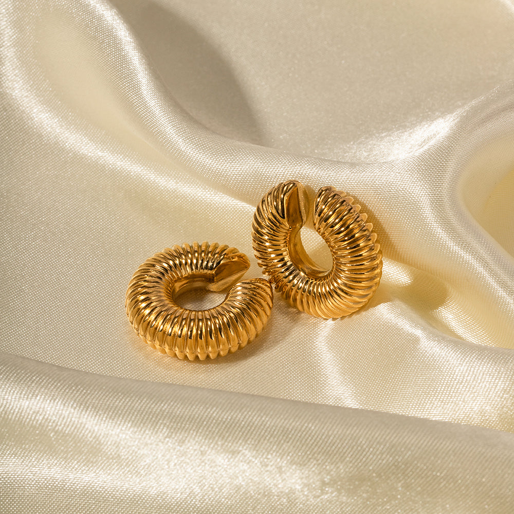 Gold Wide Tube Earrings