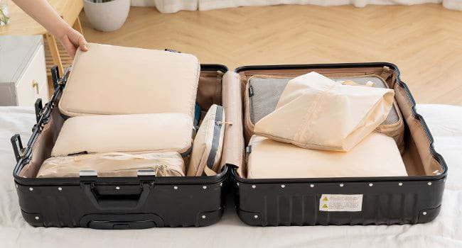 70D Ultralight Packing Cubes 7 Set, 3 Compression Packing Cubes 3 Packing Organizers With 1 Shoe Bag