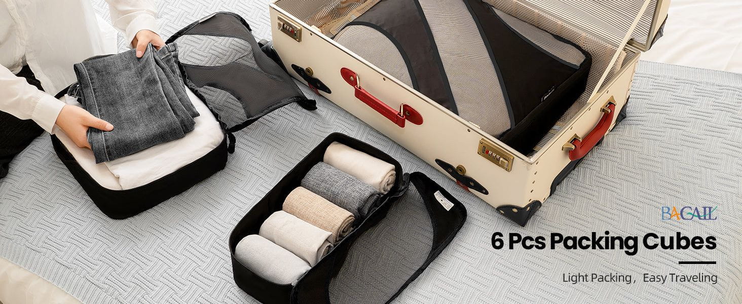 Packing Cubes,Travel Luggage Packing Organizers with Laundry Bag.Shoe Bag(6Set)