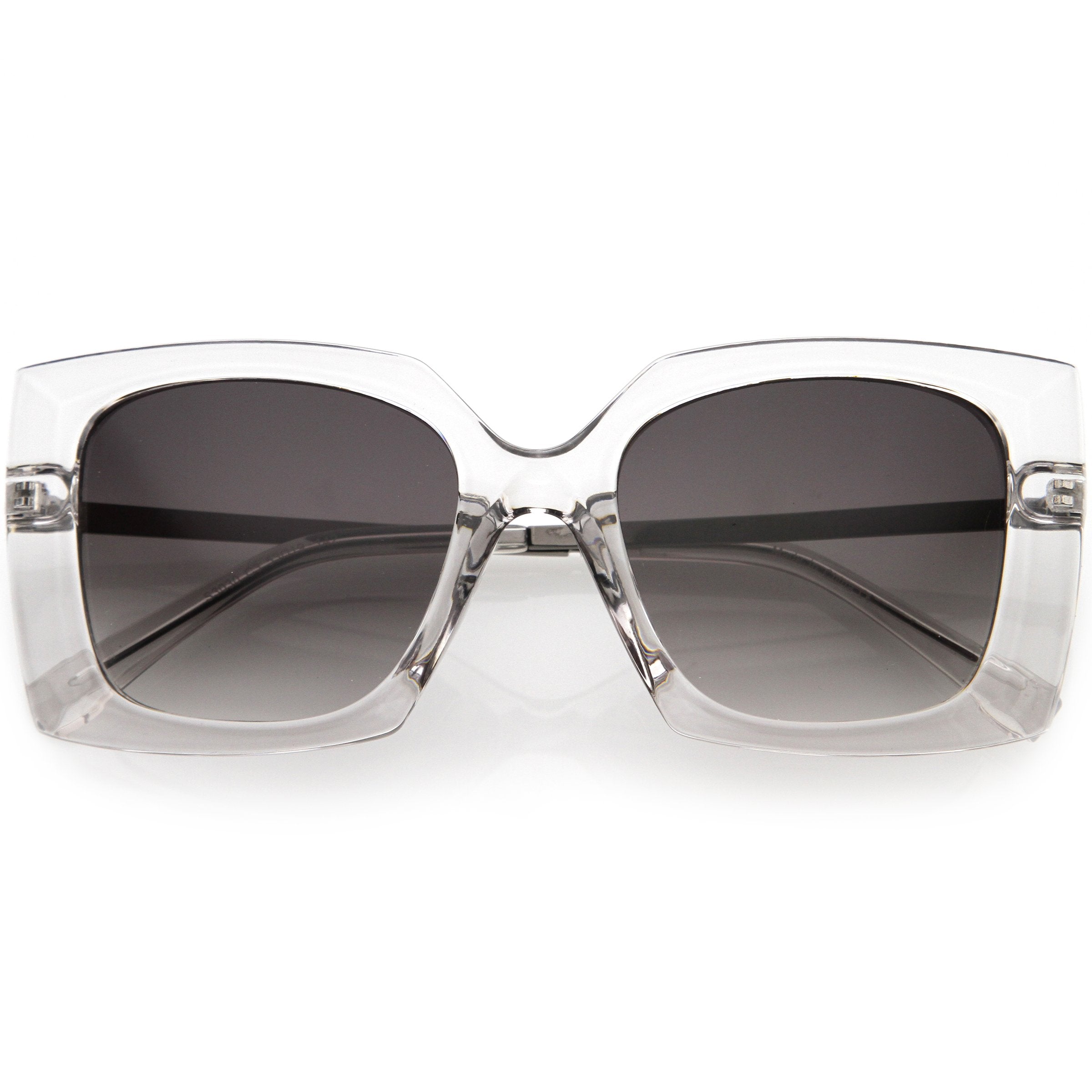 Sleek Metal Arms Two-Tone Neutral Colored Lens Square Sunglasses D105