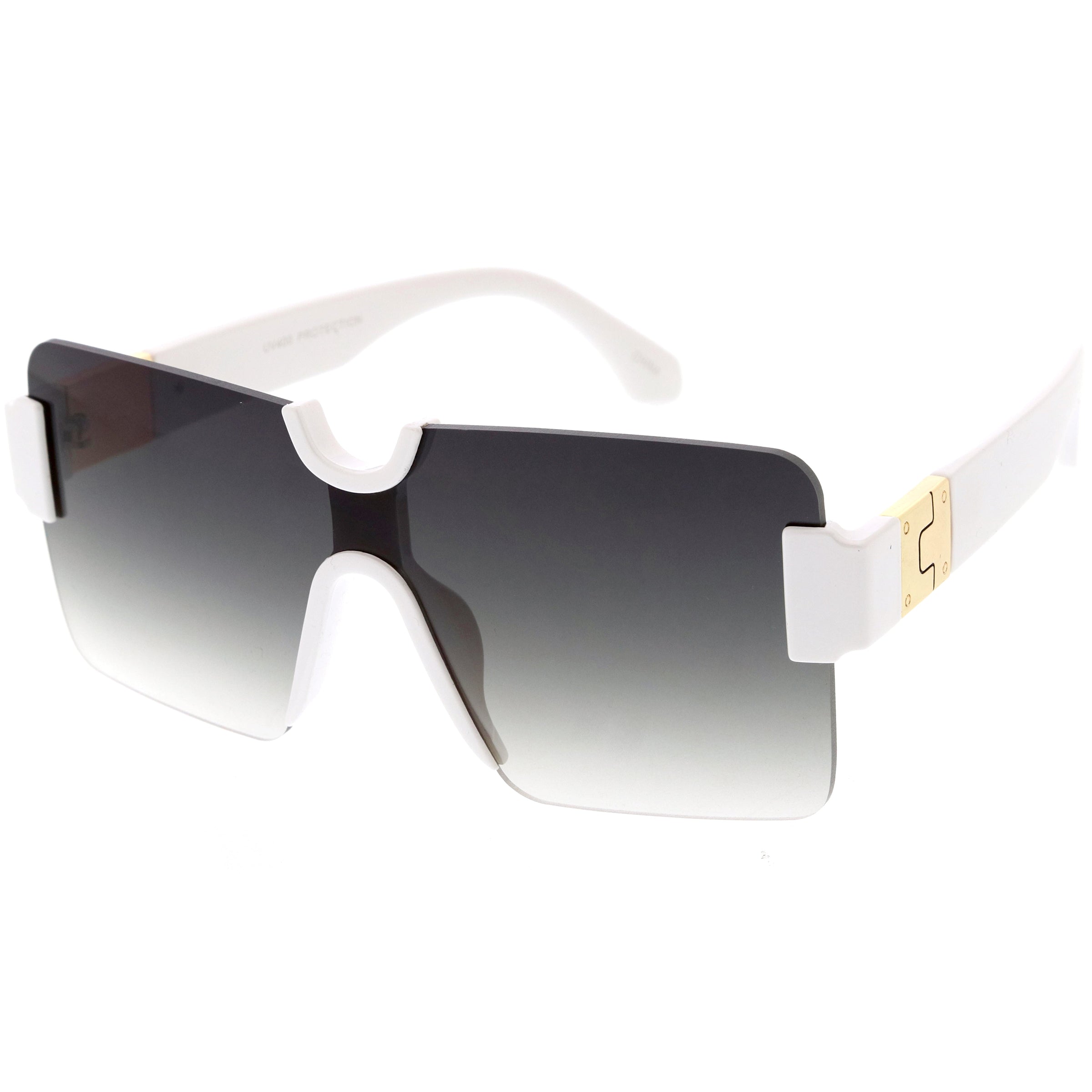 Retro Square Nose Bridge Accent Mono Lens Shield Sunglasses D191