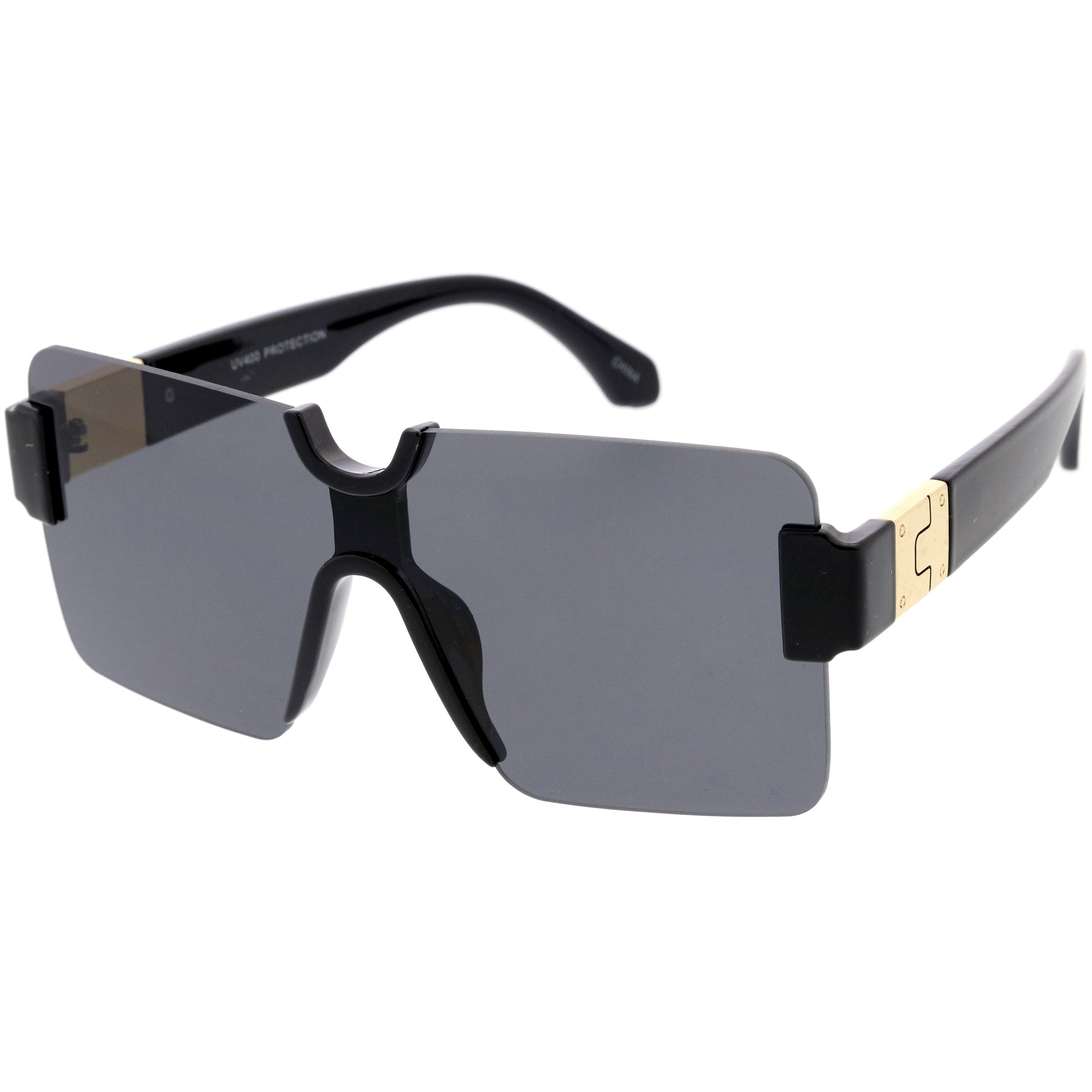 Retro Square Nose Bridge Accent Mono Lens Shield Sunglasses D191