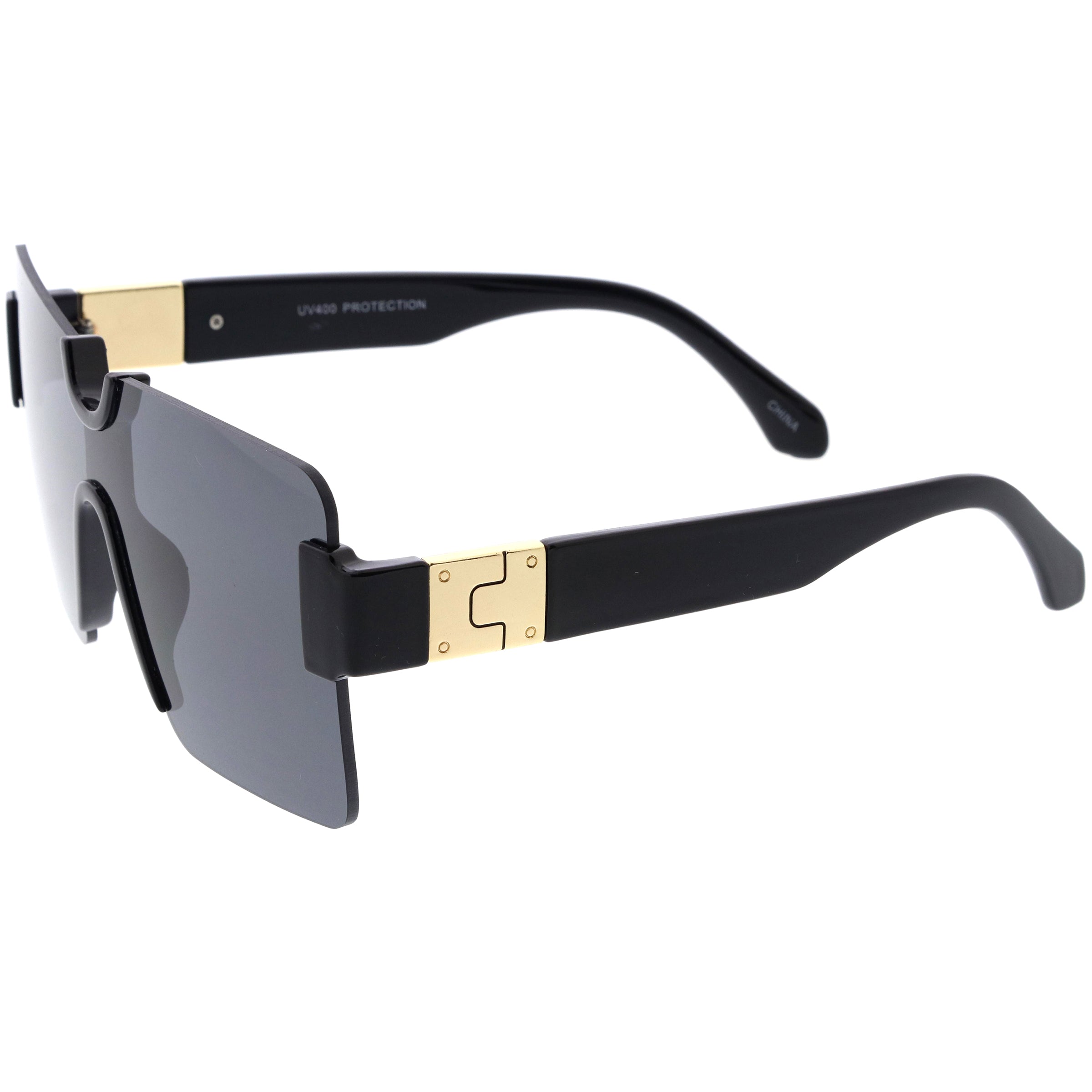 Retro Square Nose Bridge Accent Mono Lens Shield Sunglasses D191