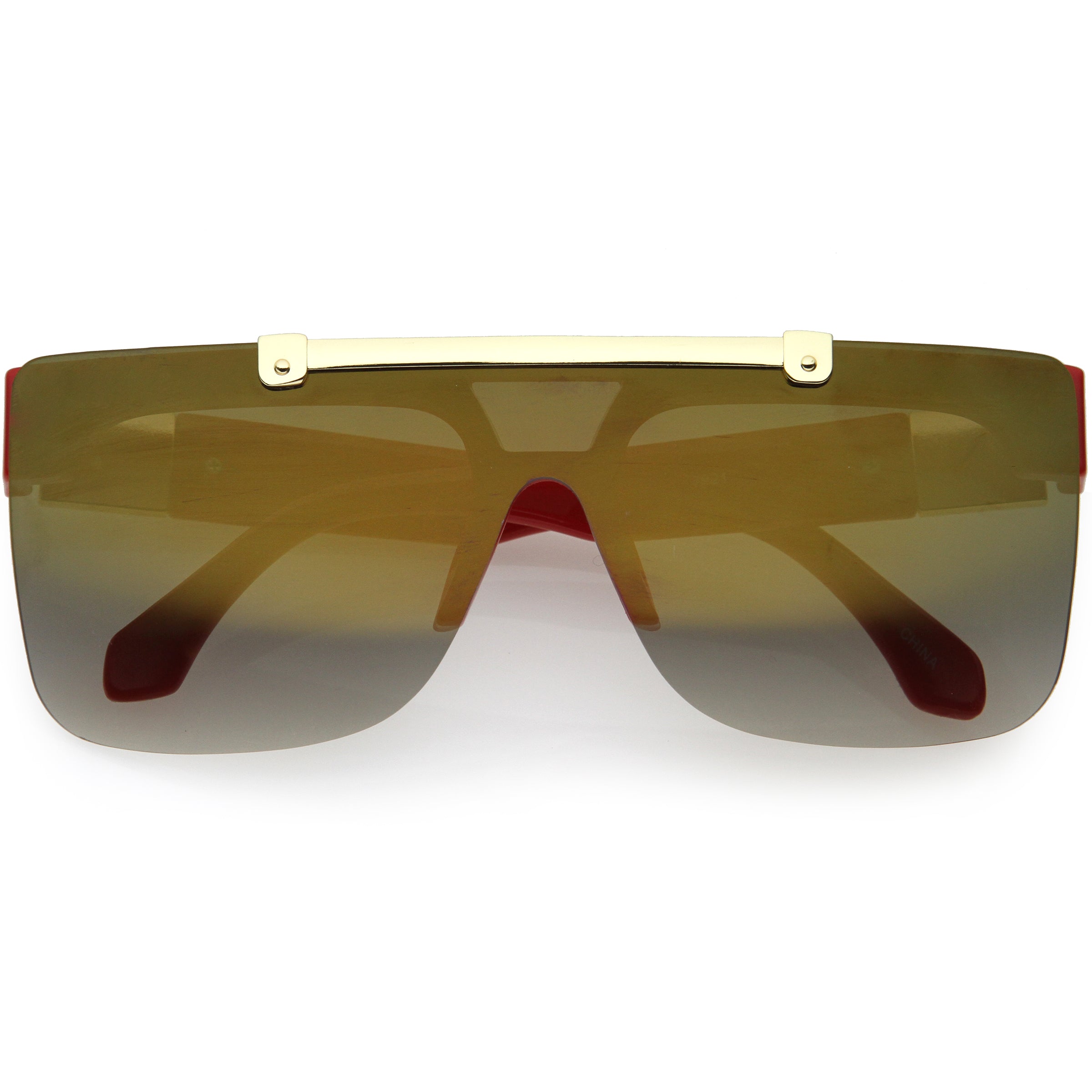 Hype Flip Up Metal Accent Oversize Shield Sunglasses D193