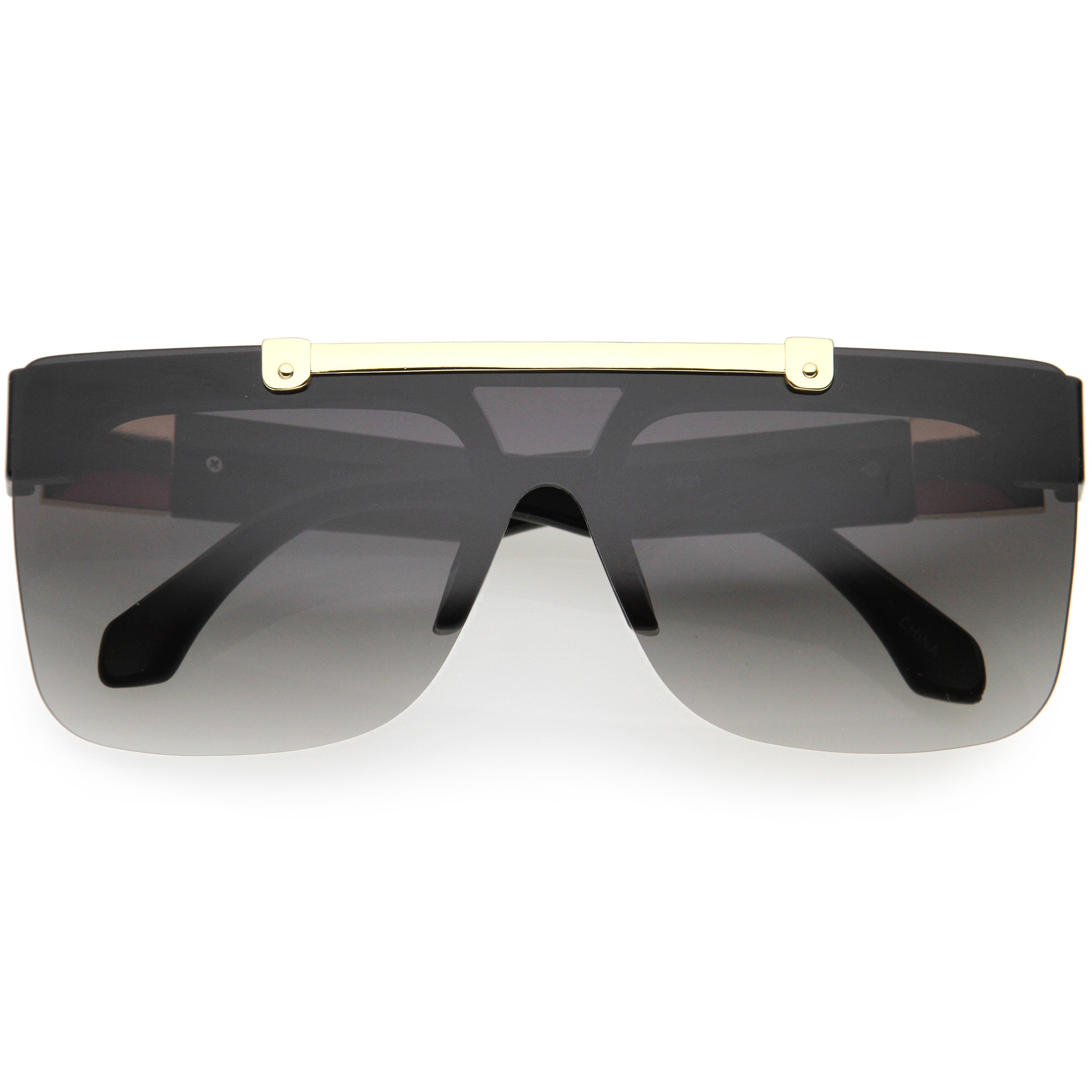 Hype Flip Up Metal Accent Oversize Shield Sunglasses D193