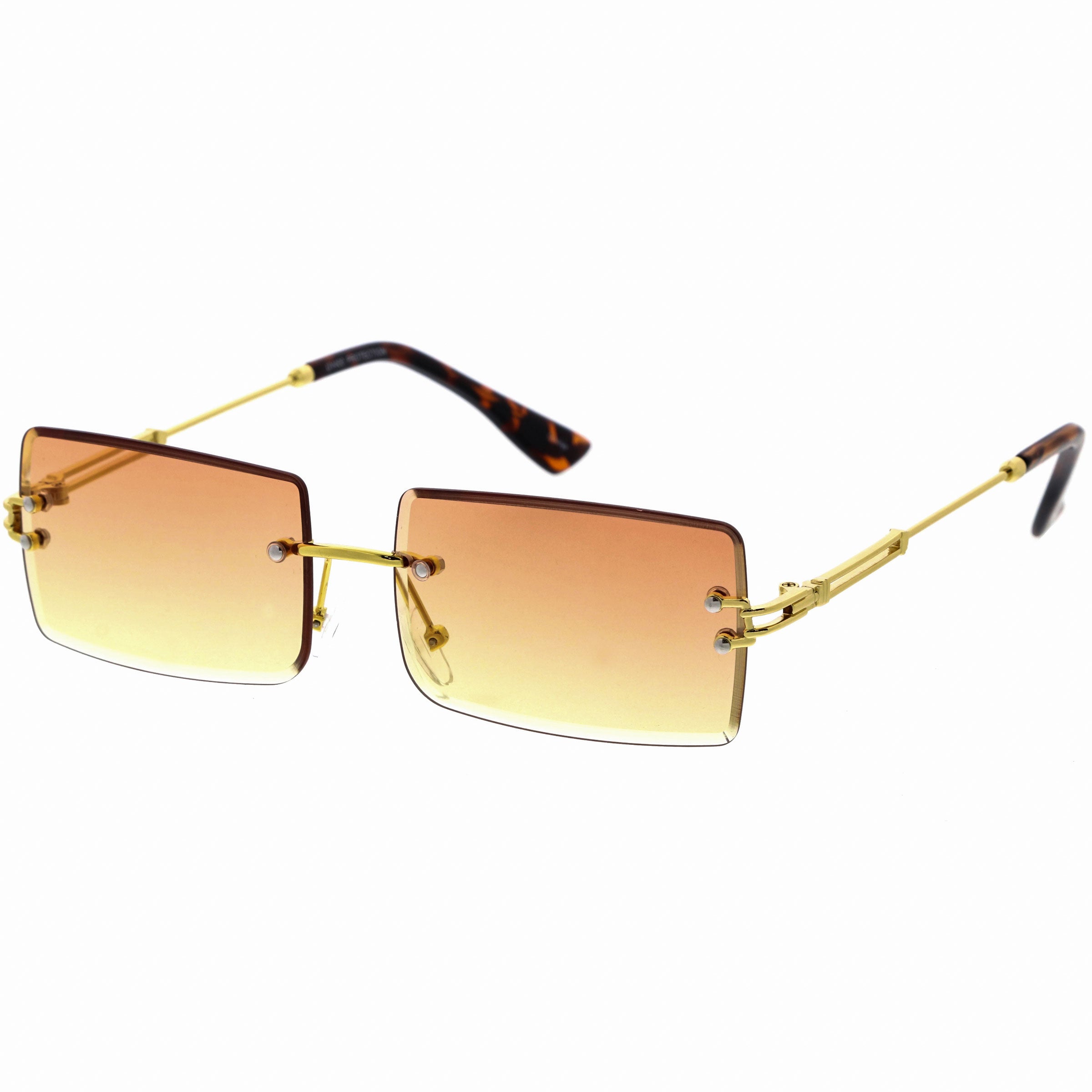 Luxe Color Gradient Bevelled Lens Metal Rectangle Sunglasses D223