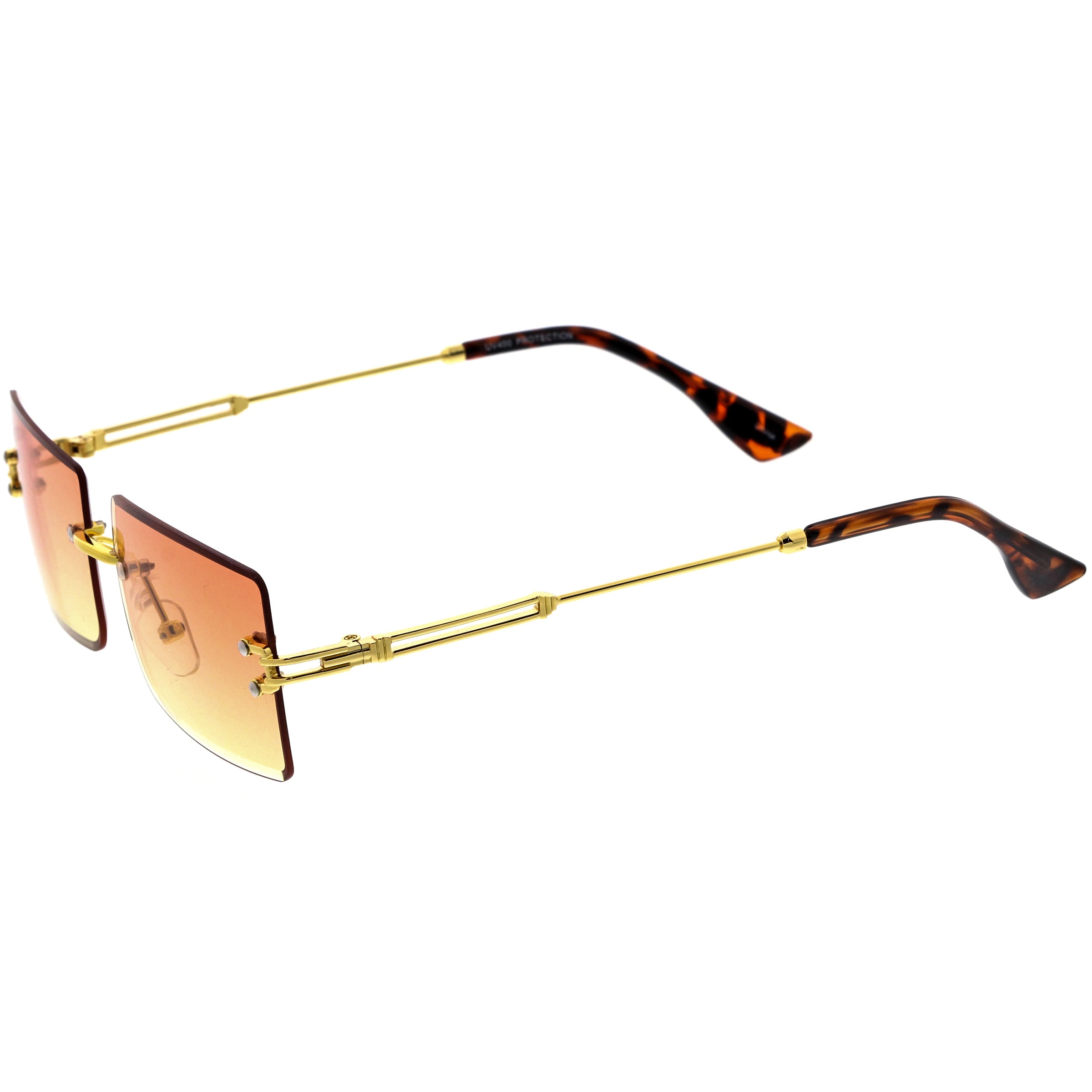 Luxe Color Gradient Bevelled Lens Metal Rectangle Sunglasses D223