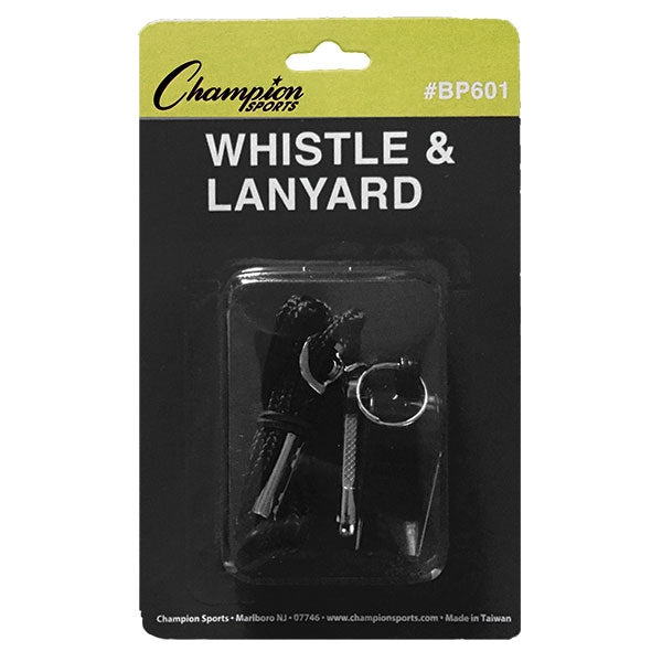 Champion Sports Whistle with Black Lanyard