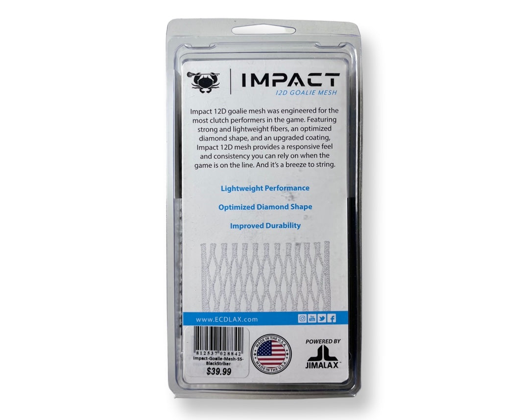 ECD Lacrosse Impact 12D Goalie Mesh Semi Soft Black Striker