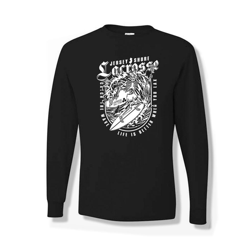 Catch the Wave Jersey Shore Lacrosse Long Sleeve Tee-Black