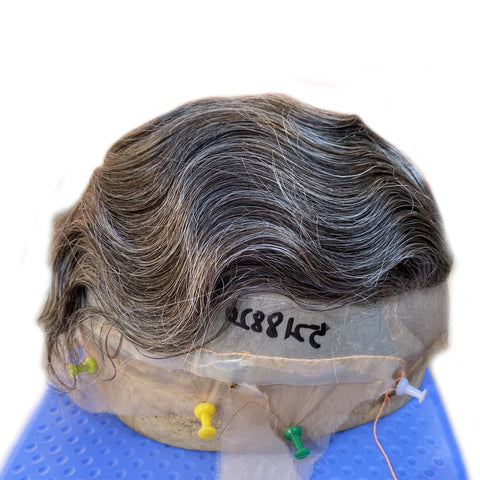 human hair grey toupee french lace