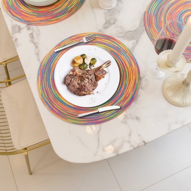 Dozzz Braided Colorful Round Dining Place Mat Feature 1