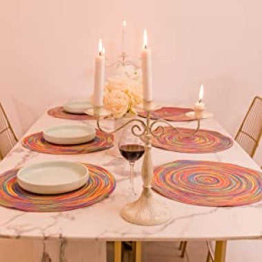 Dozzz Braided Colorful Round Dining Place Mat Feature 3