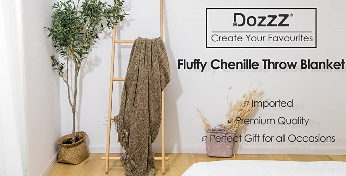 Dozzz Chenille Fluffy Knitted Blanket for Home Decor Overview 1