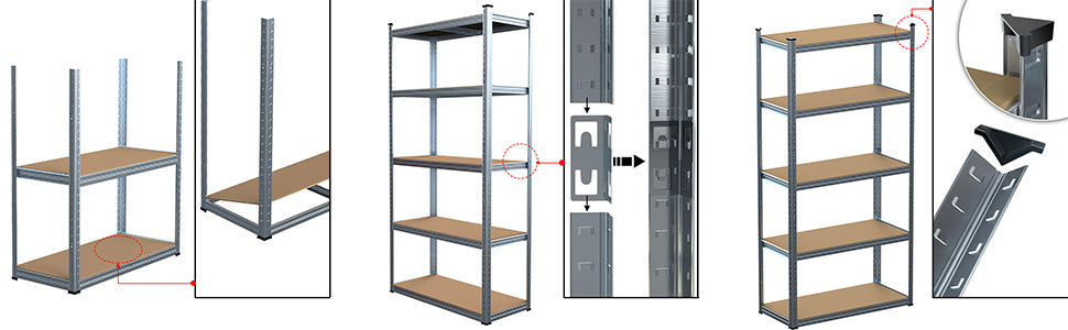 Scaffali Metallici VOUNOT 2 Pezzi - 180x90x40cm, 5 Ripiani, Portata 875kg, Per Garage E Magazzino - Foto 2
