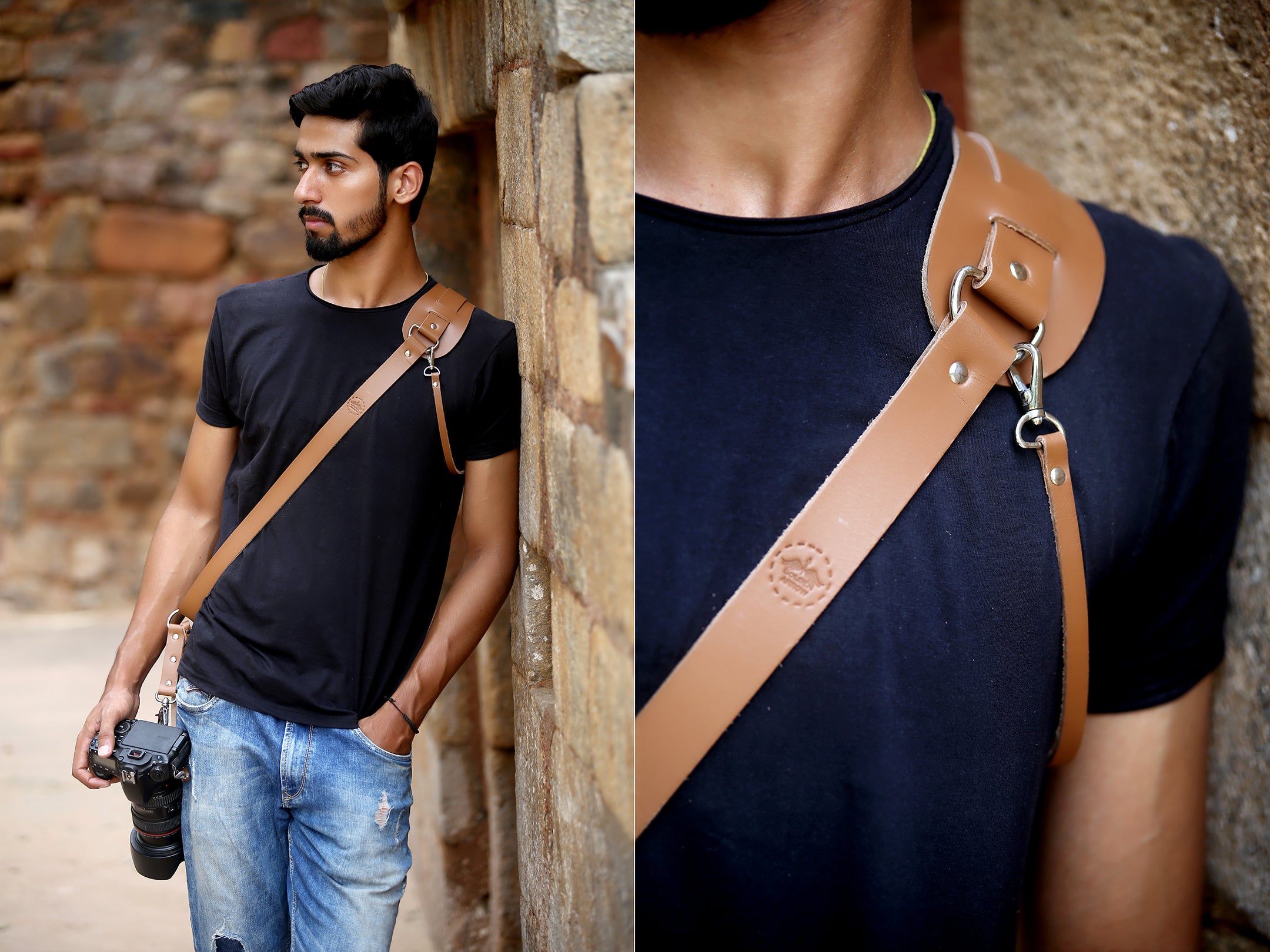 THE TROOPER- Single Leather Camera Strap Belt Harness with Customised Logo