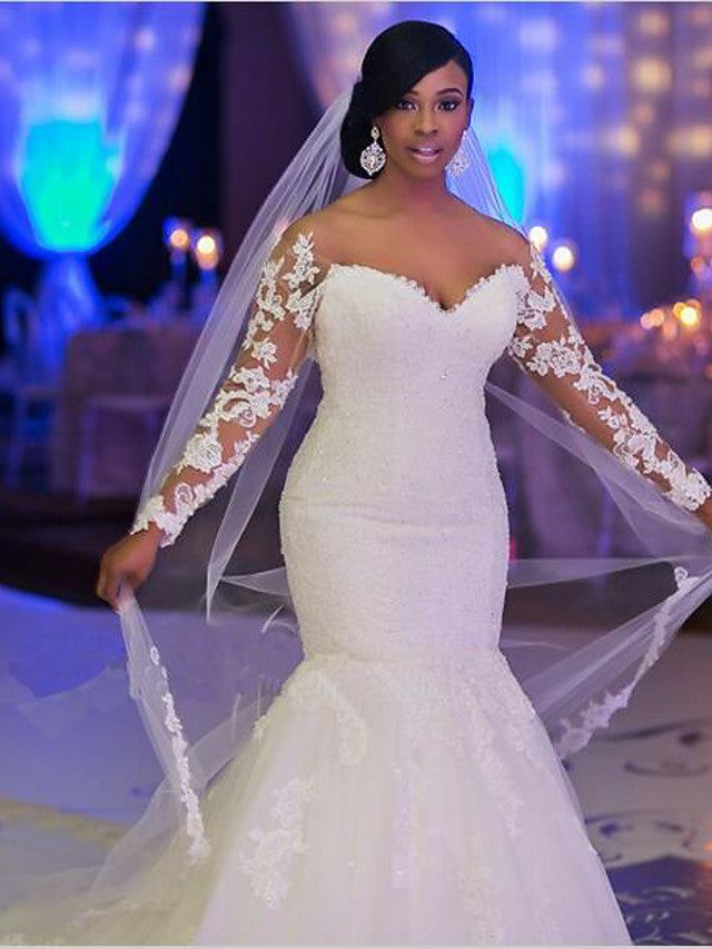 African Lace Wedding Dresses With Sleeves