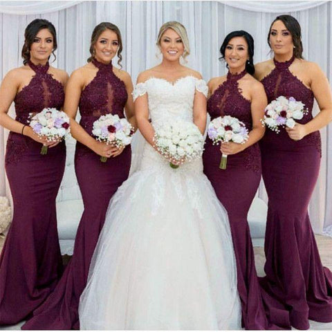 Cheap Halter Lace Bridesmaid Dresses