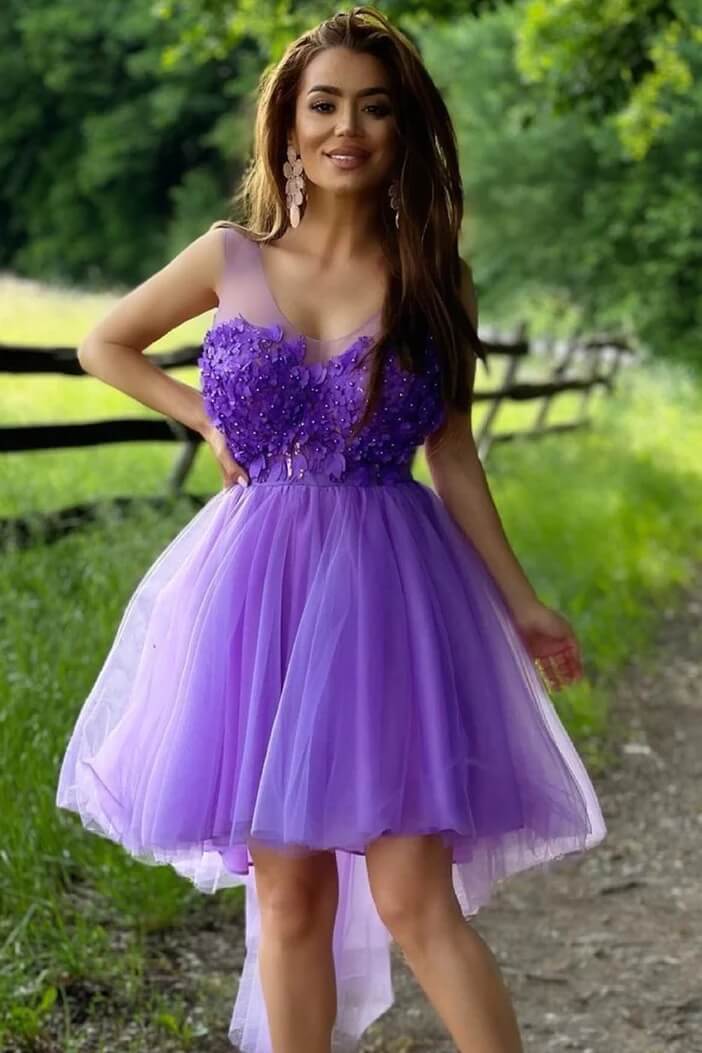 Purple Short Homecoming Dress