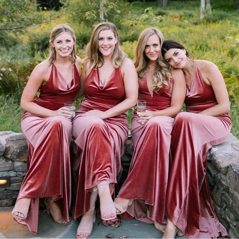 Bohemain Velvet Bridesmaid Dresses