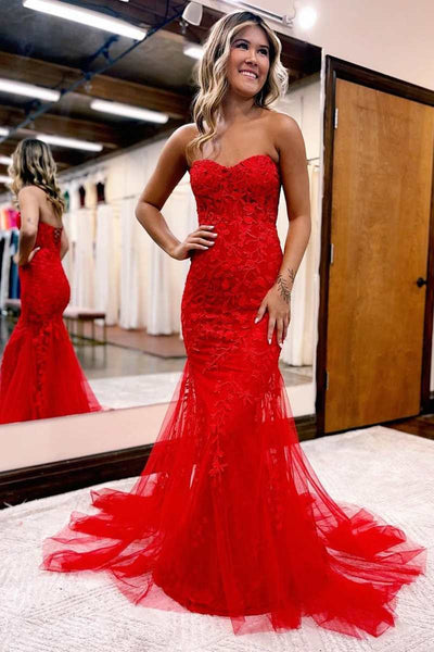 Lace Long Red Prom Evening Dress UK