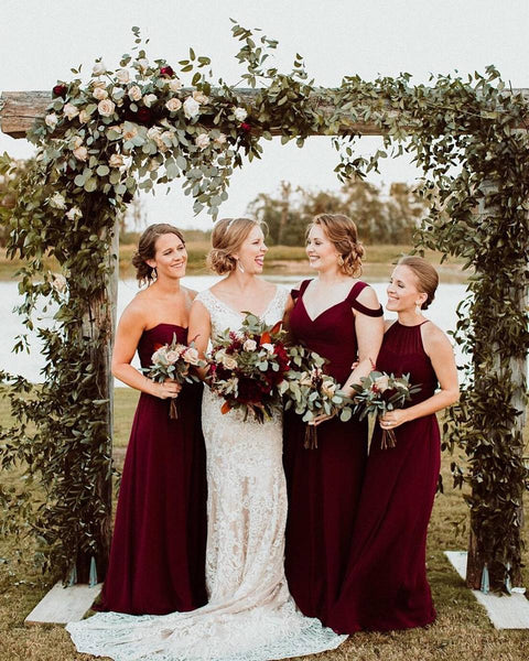 Burgundy Chiffon Bridesmaid Dresses