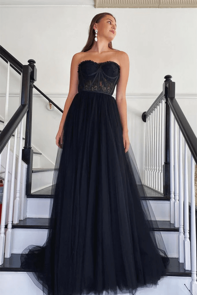 Black Lace Prom Dress UK