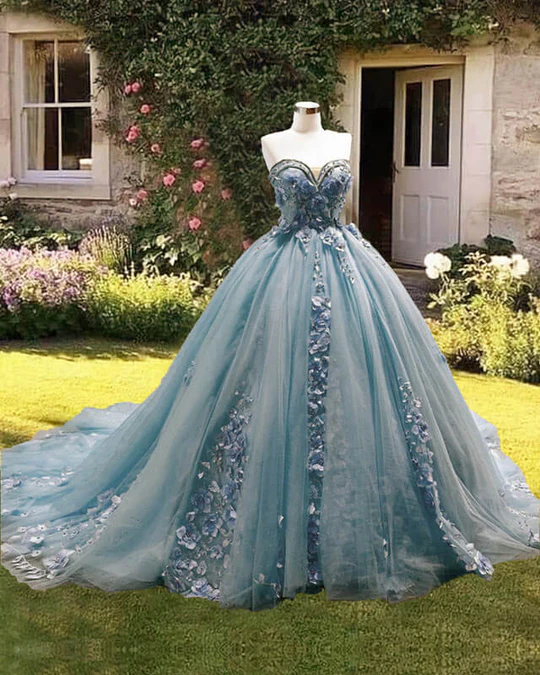 Blue Ball Gown Quinceanera Dress