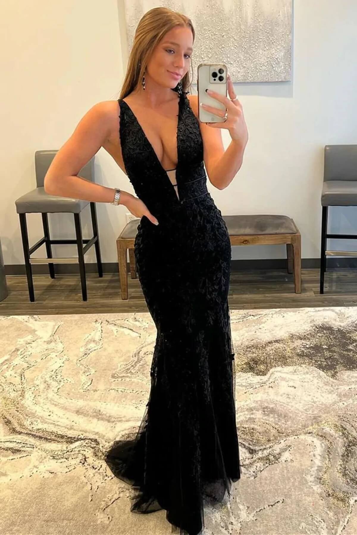 Cheap Black Lace Prom Dresses 2023