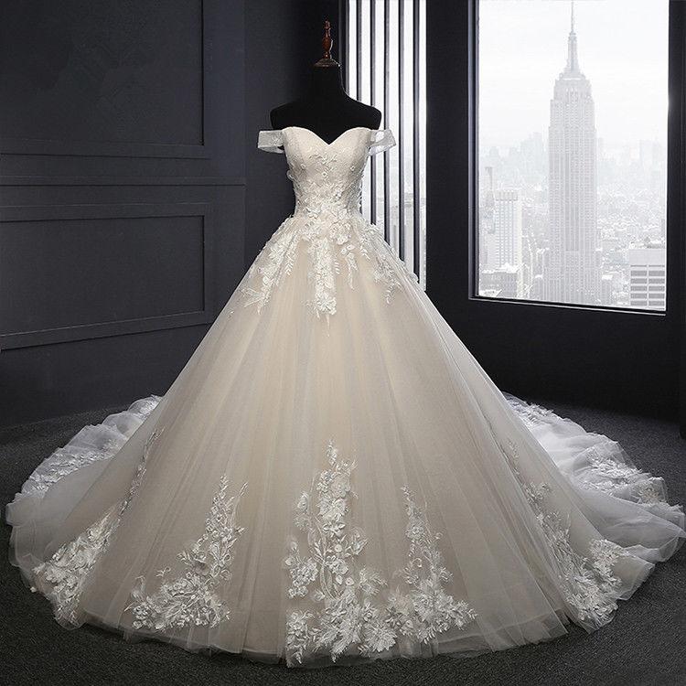 Lace Ivory Wedding Dresses With Train