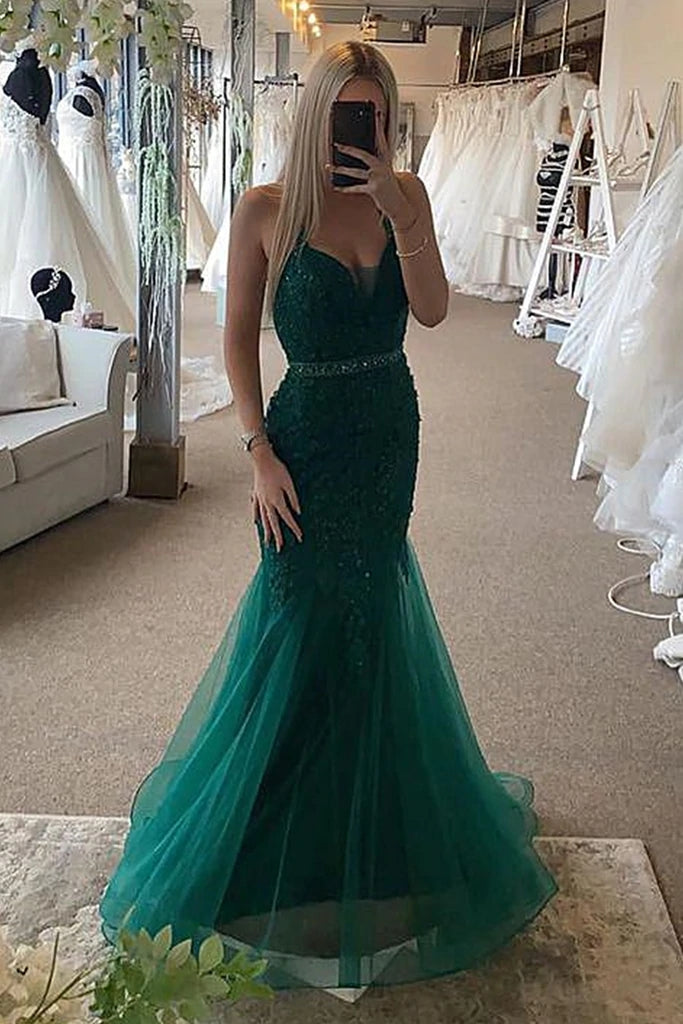 Dark Green Lace Prom Dresses UK