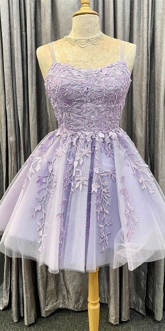 Short Lilac Prom Dresses Lace