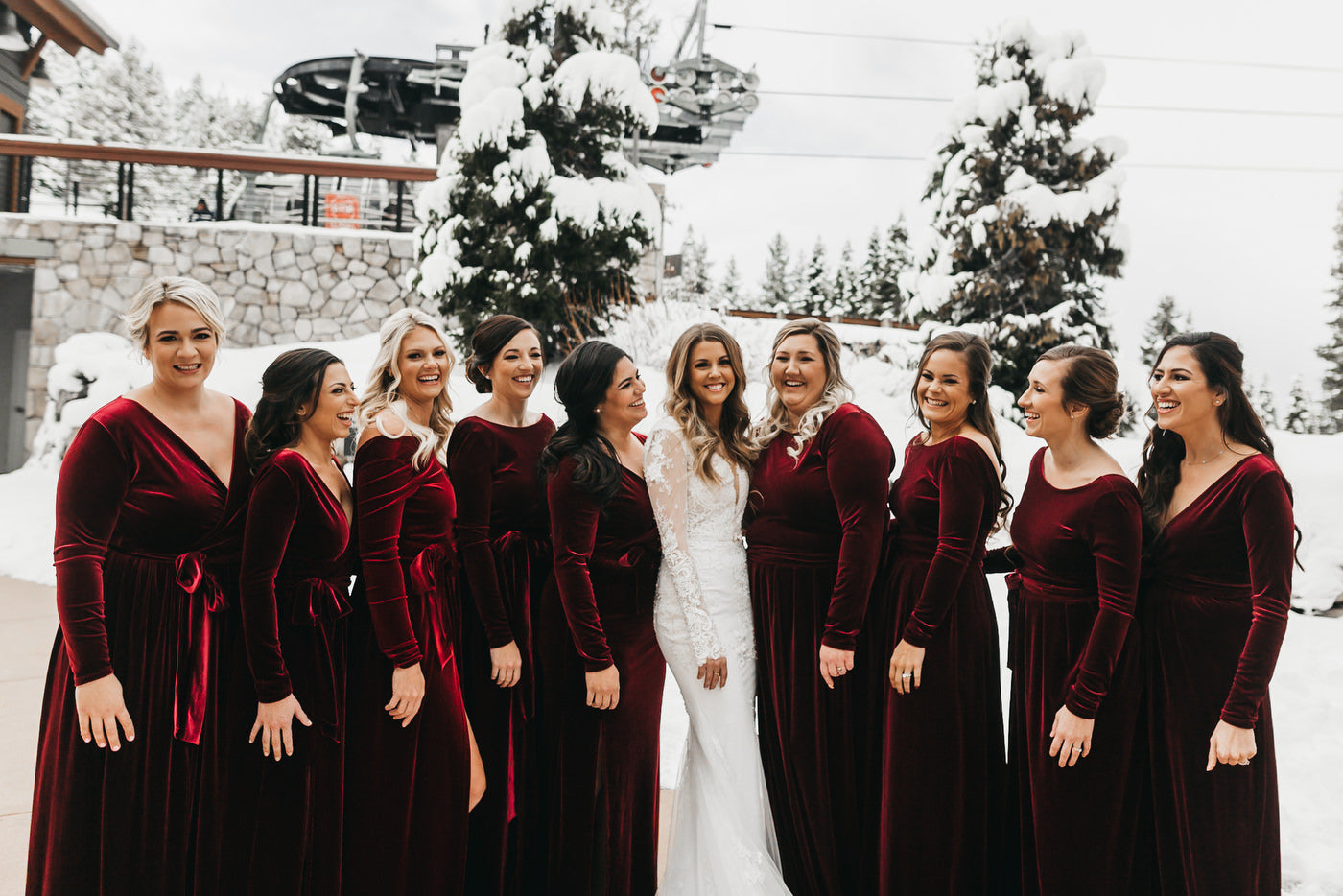 winter velvet bridesmaid dresses burgundy