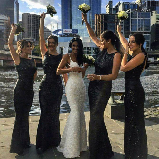 sequin black bridesmaid dress UK