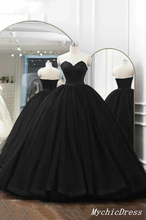 Black Satin Gothic Wedding Dresses