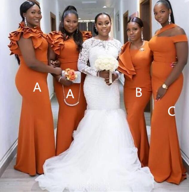 Mismatch Burnt Orange Bridesmaid Dresses