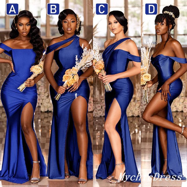 Royal Blue Satin Bridesmaid Dresses 2023