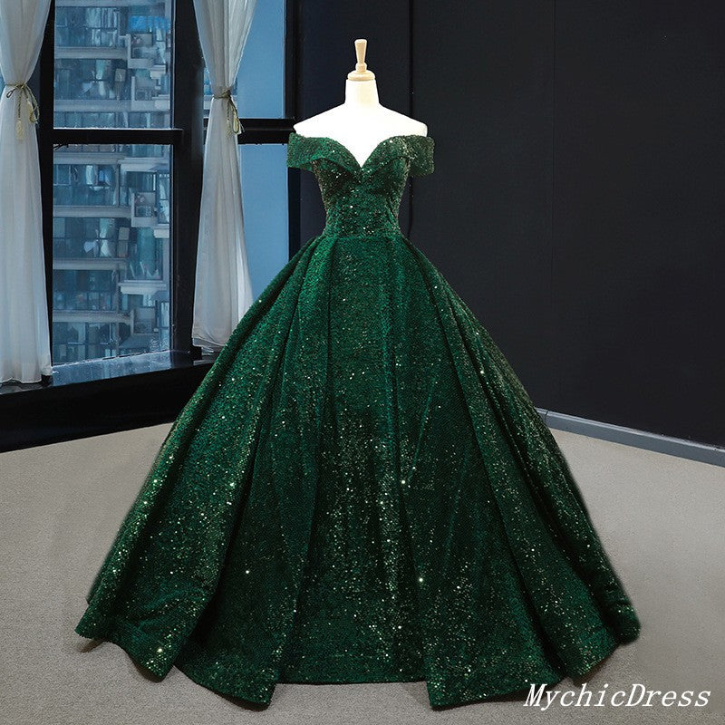 Emerald Green Quinceanera Dresses Sequin