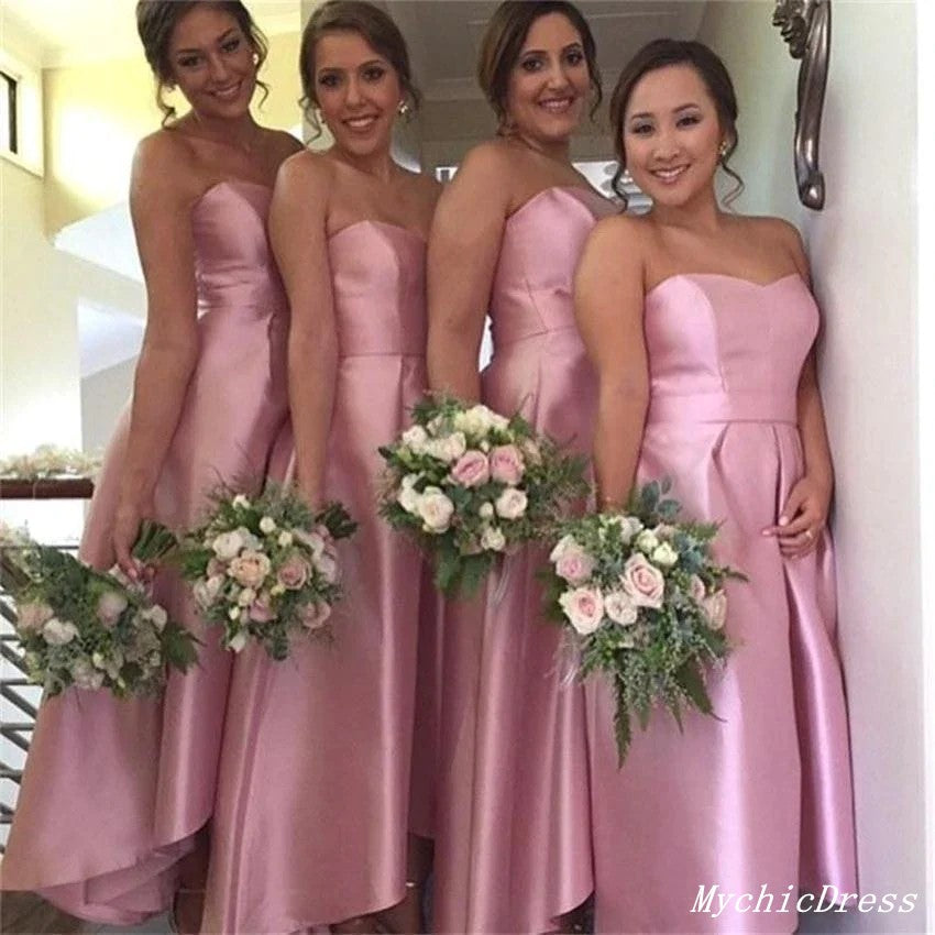 Hot Pink Satin Bridesmaid Dresses