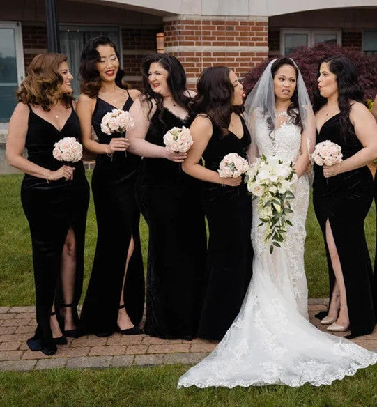  Velvet Bridesmaid Dresses Black Winter 