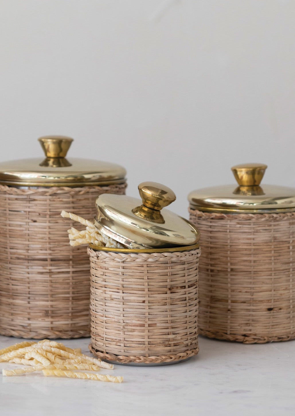 Rattan Wrapped Canisters (Pickup Only)