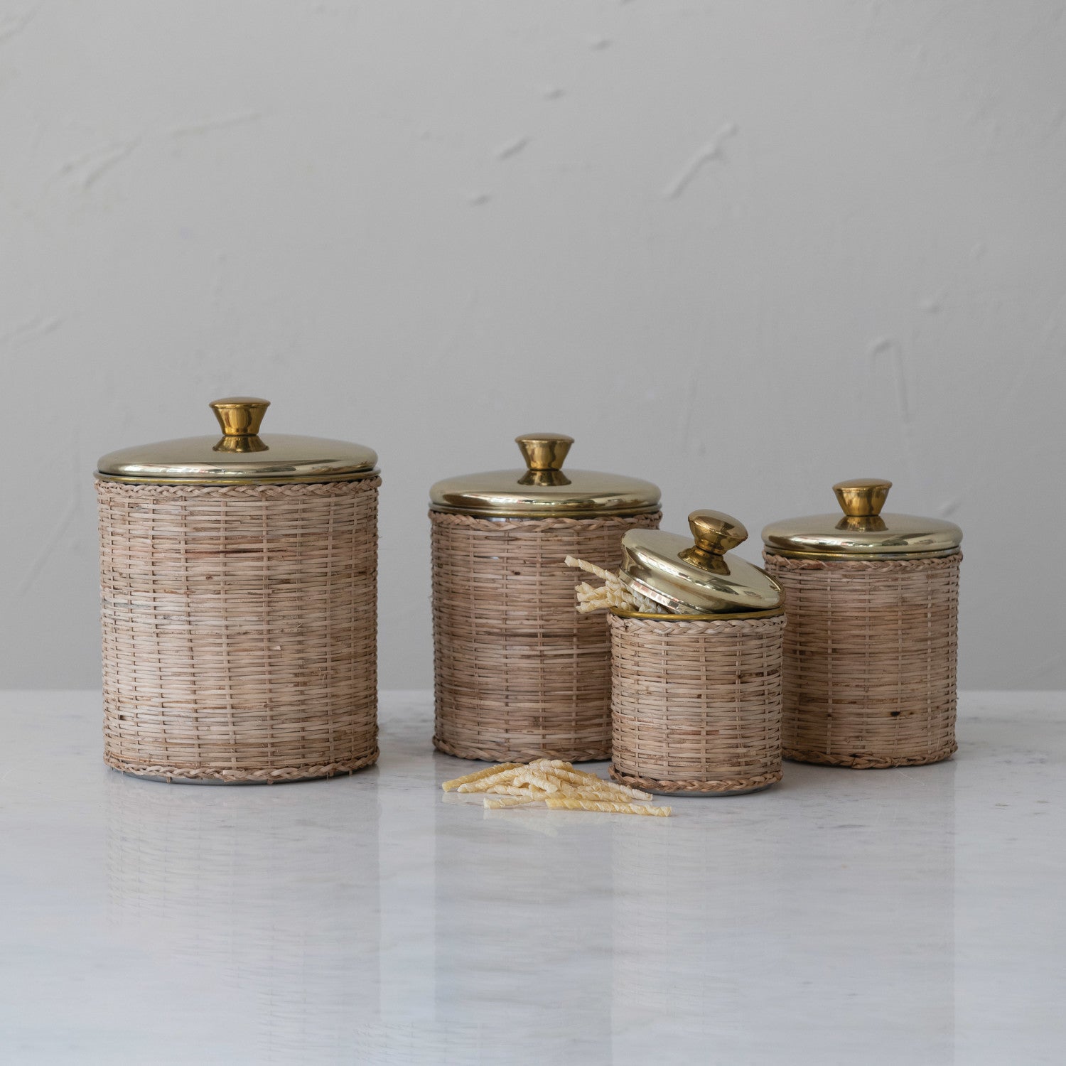 Rattan Wrapped Canisters (Pickup Only)