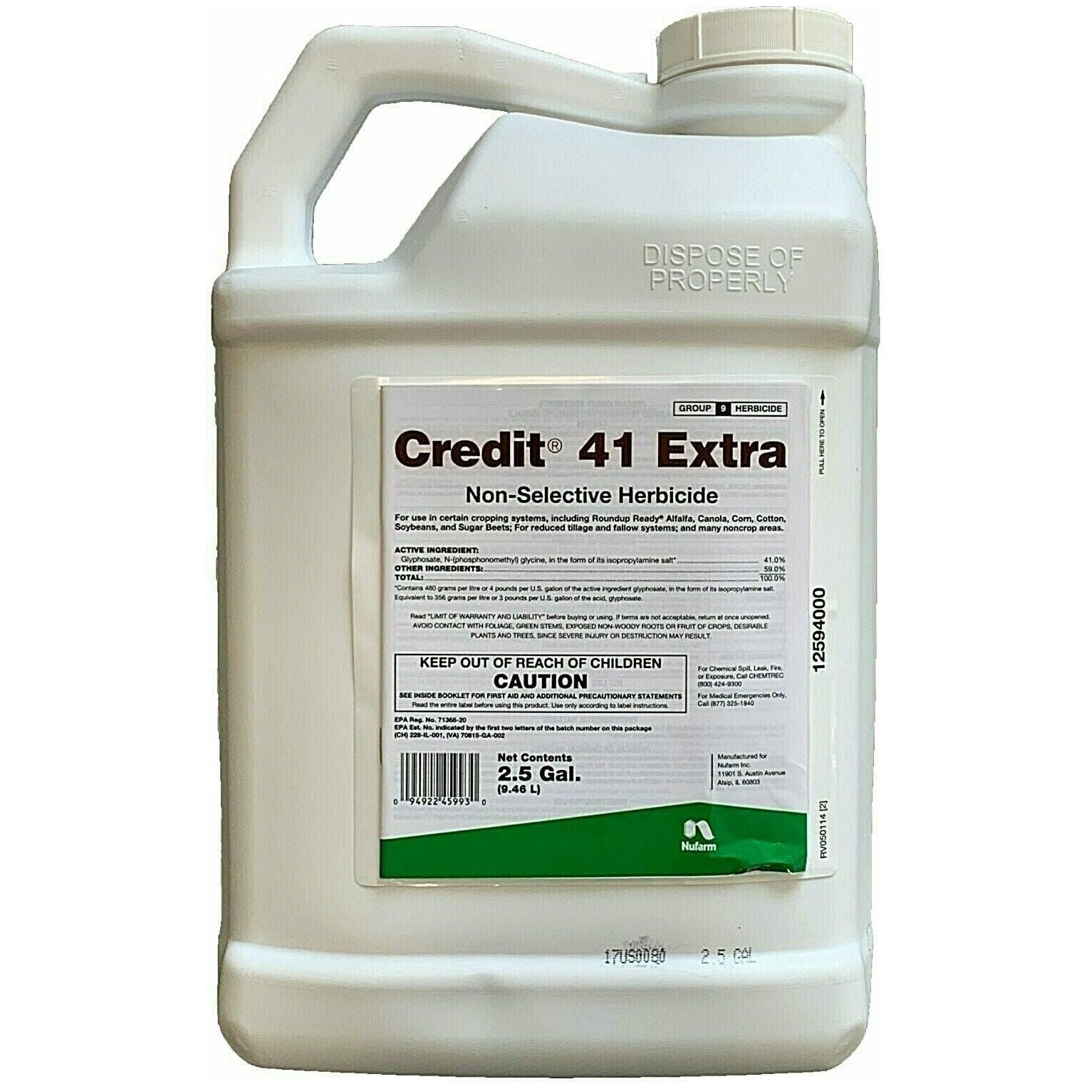 Credit 41 Extra Glyphosate Herbicide - 2.5 Gallons