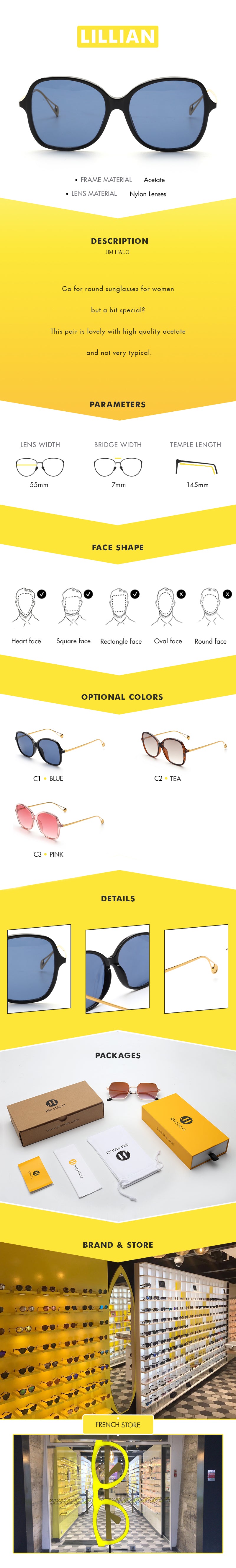 Go for round sunglasses for women but a bit special? This pair is lovely with high quality acetate and not very typical.