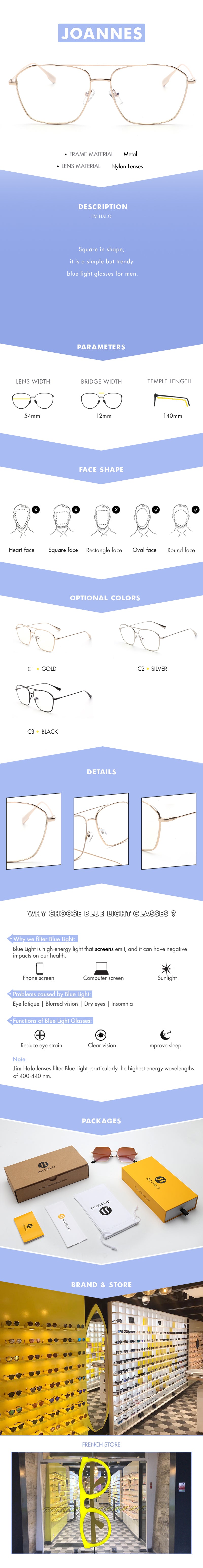 Square in shape, it is a simple but trendy blue light glasses for men.