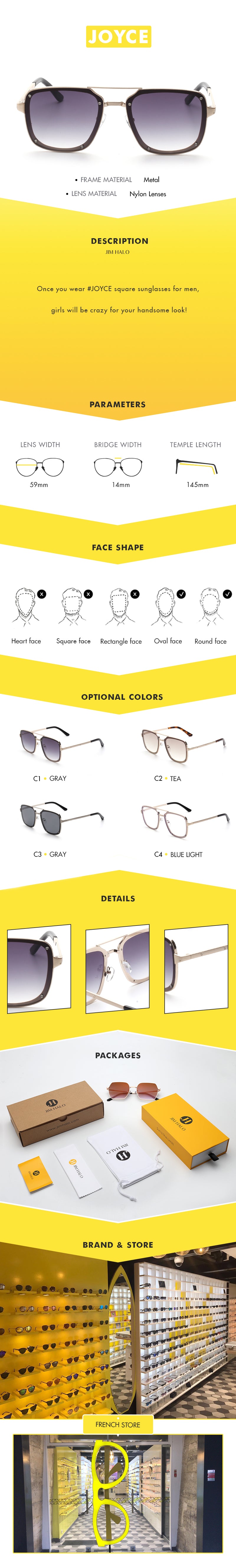 Once you wear #JOYCE square sunglasses for men, girls will be crazy for your handsome look!