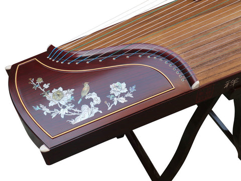 専業級花鳥彫り紅檀古箏楽器中国ハープ販売