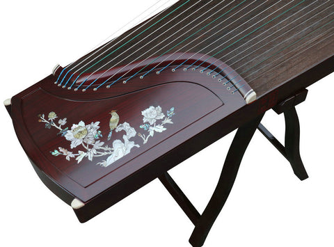 専業級花鳥彫り紅檀古箏楽器中国ハープ販売